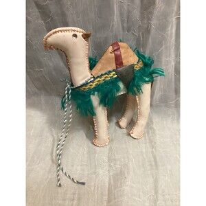 Camel Figure Hand Stitched Stuffed Leather Nativity Addition Trip Souvenir Toy